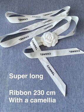 Authentic CHANEL | Super Long 230 cm 90 in Twill Ribbon  with Camellia Flower